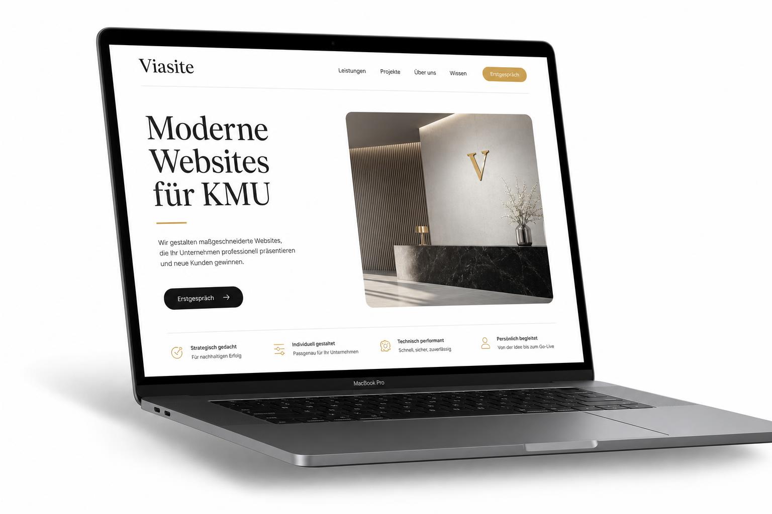 Moderne Schweizer KMU Website Mockup von Viasite